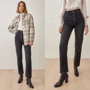 Reformation Cynthia Button Fly High Rise Straight Jeans Size 24